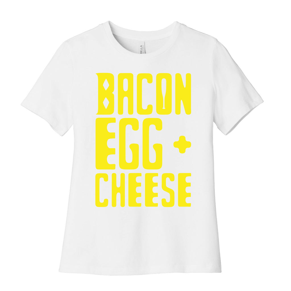 Bacon Egg + Cheese BOP Parody White Print Women's Cotton Tee