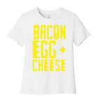 Bacon Egg + Cheese BOP Parody White Print Women's Cotton Tee
