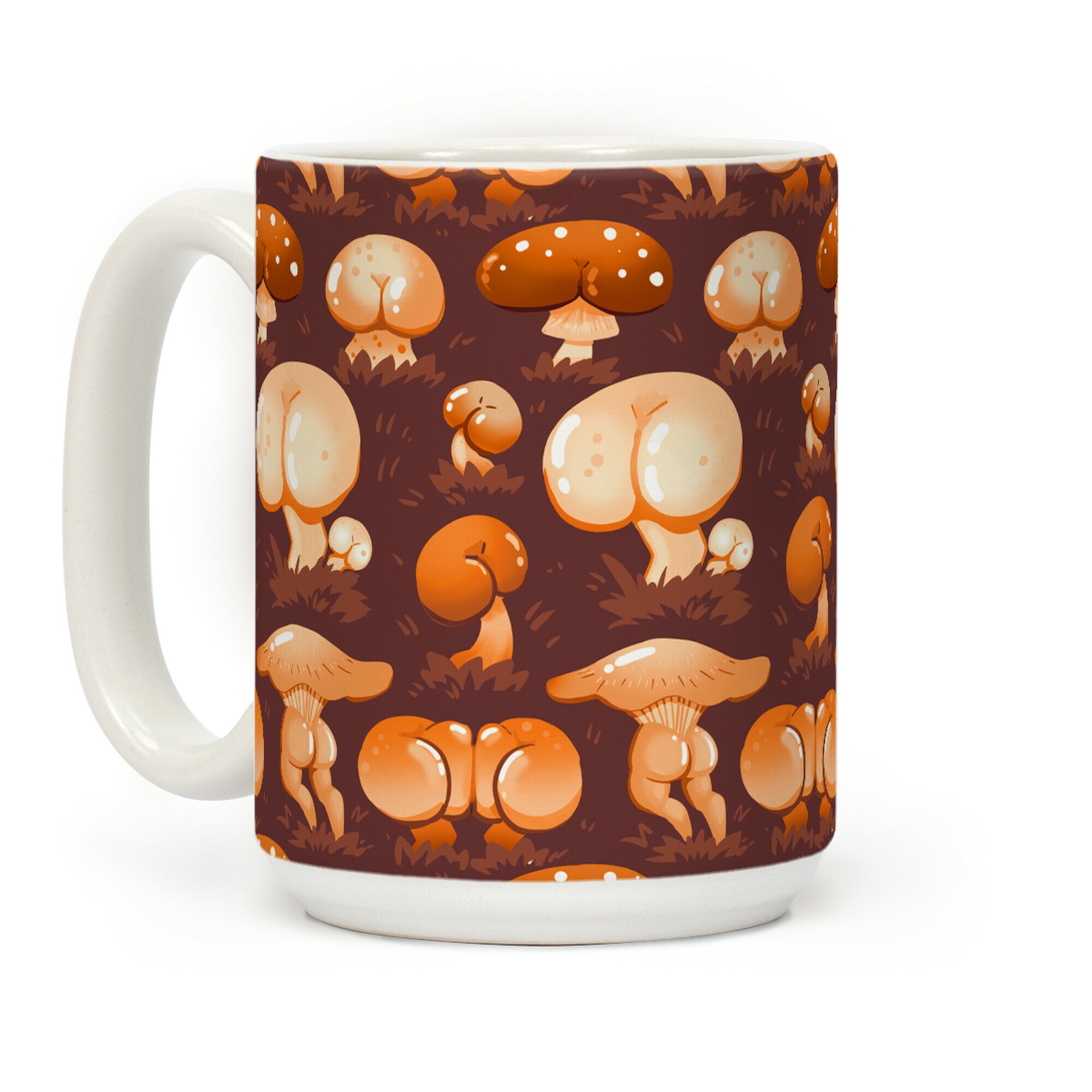 Butt Mushroom Pattern orange Coffee Mug