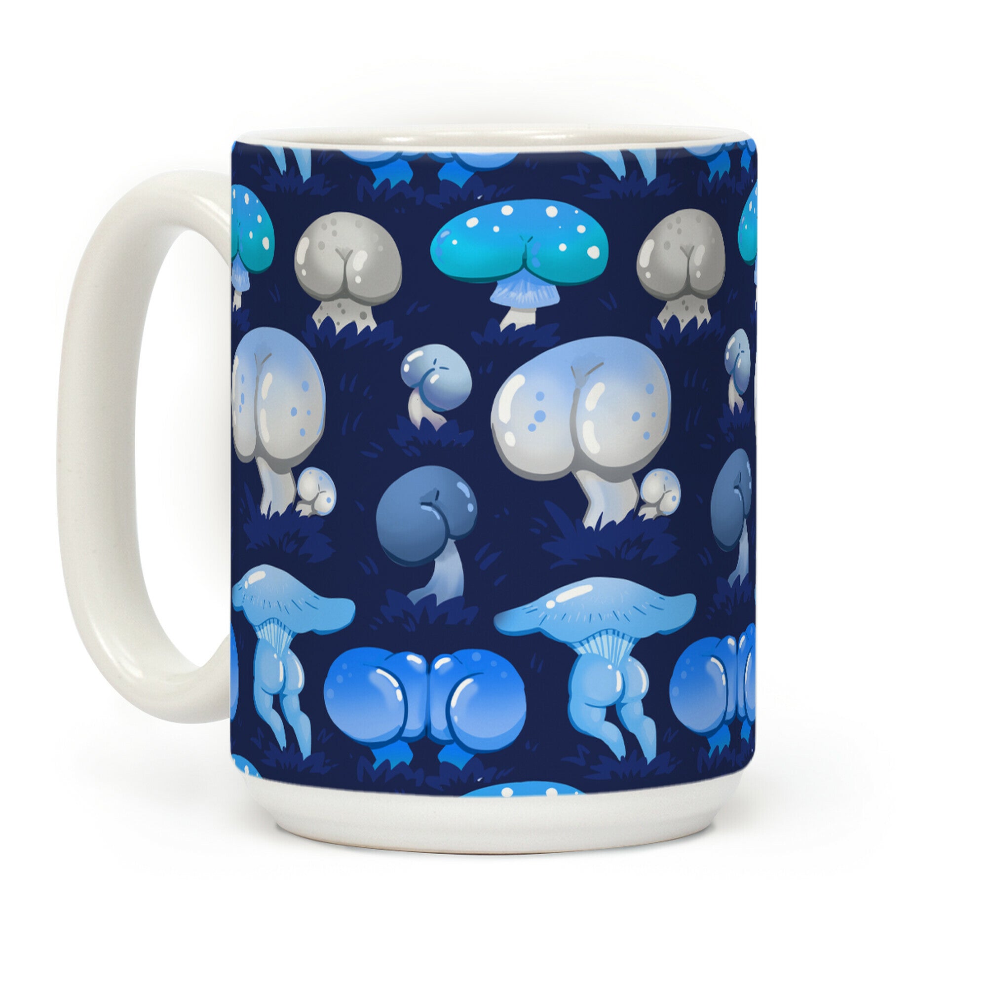Butt Mushroom Pattern blue Coffee Mug