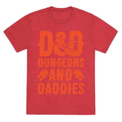 Dungeons and Daddies Parody White Print Unisex Triblend Tee