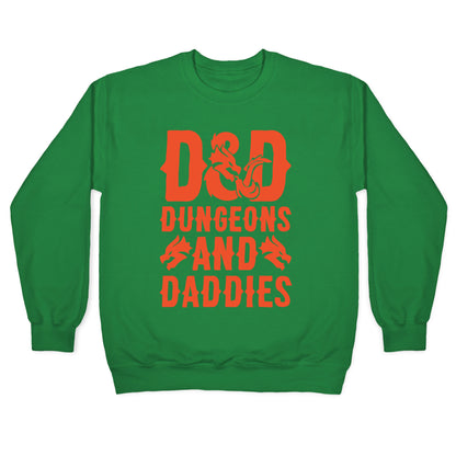 Dungeons and Daddies Parody White Print Crewneck Sweatshirt
