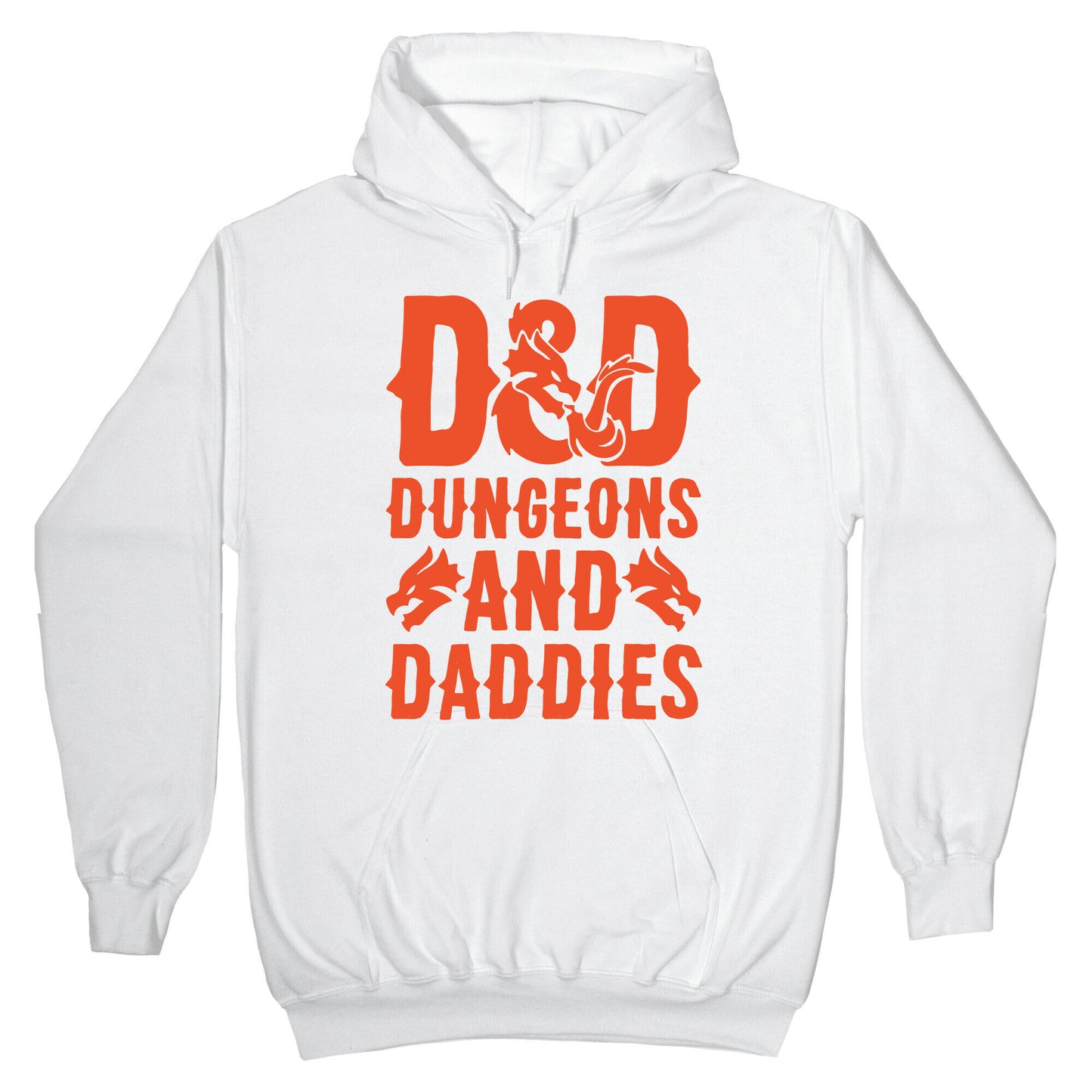 Dungeons and Daddies Parody White Print Hoodie