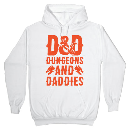 Dungeons and Daddies Parody White Print Hoodie