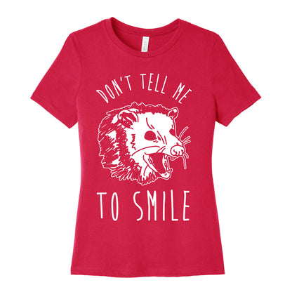 Don't Tell Me to Smile Screaming Opossum Women's Cotton Tee