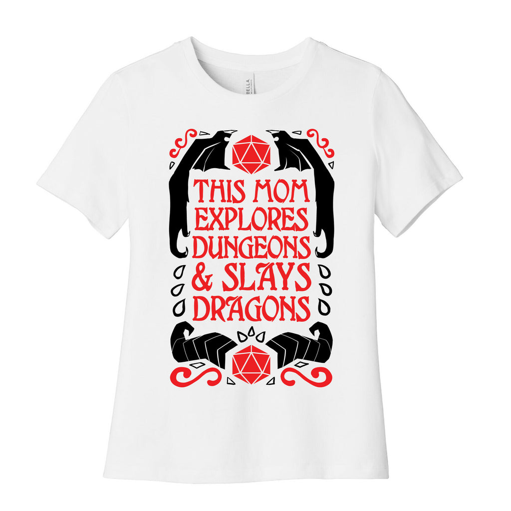 This Mom Explores Dungeons And Slays Dragons Women's Cotton Tee
