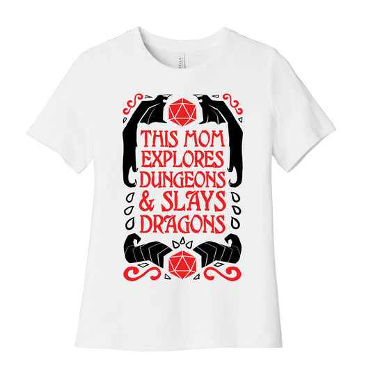 This Mom Explores Dungeons And Slays Dragons Women's Cotton Tee