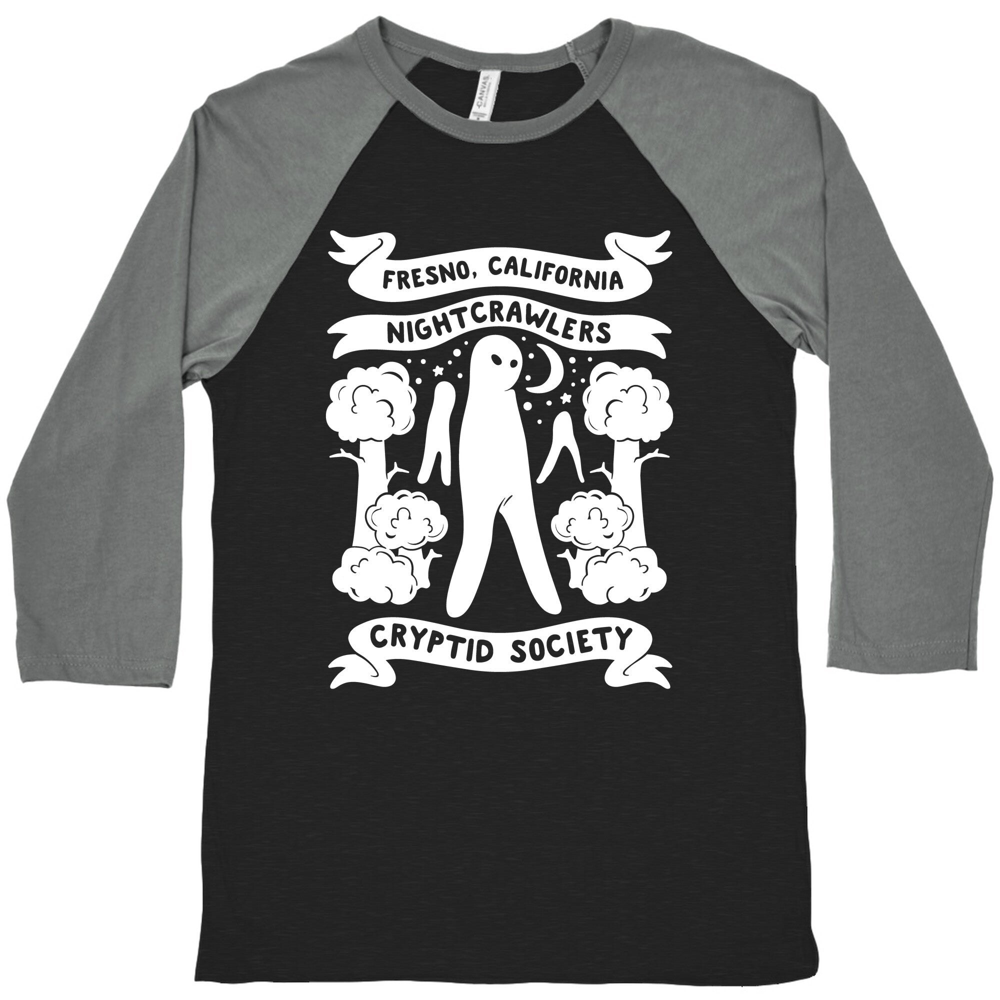 Fresno Nightcrawlers Cryptid Society White Print Baseball Tee