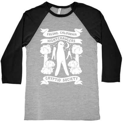 Fresno Nightcrawlers Cryptid Society White Print Baseball Tee