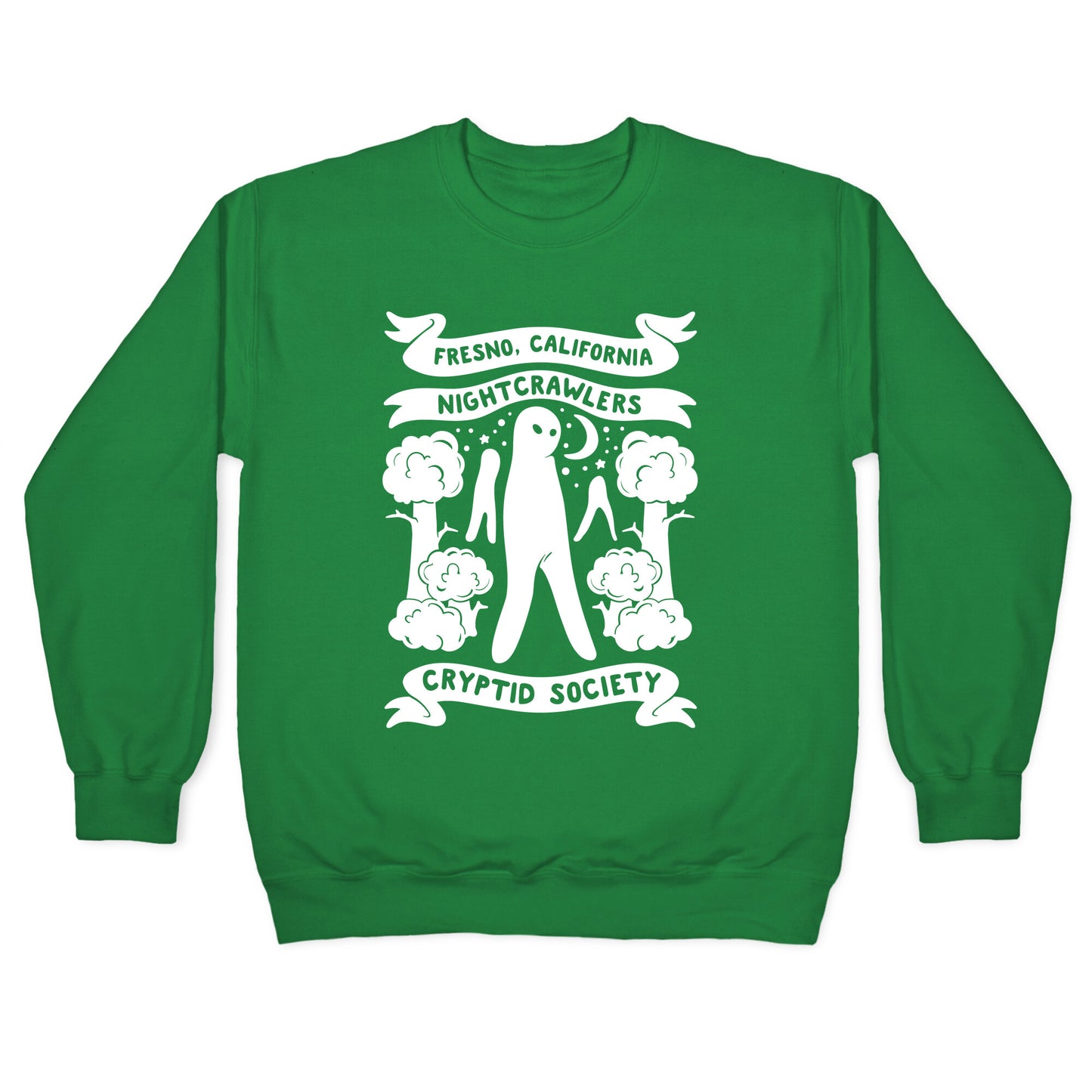 Fresno Nightcrawlers Cryptid Society White Print Crewneck Sweatshirt
