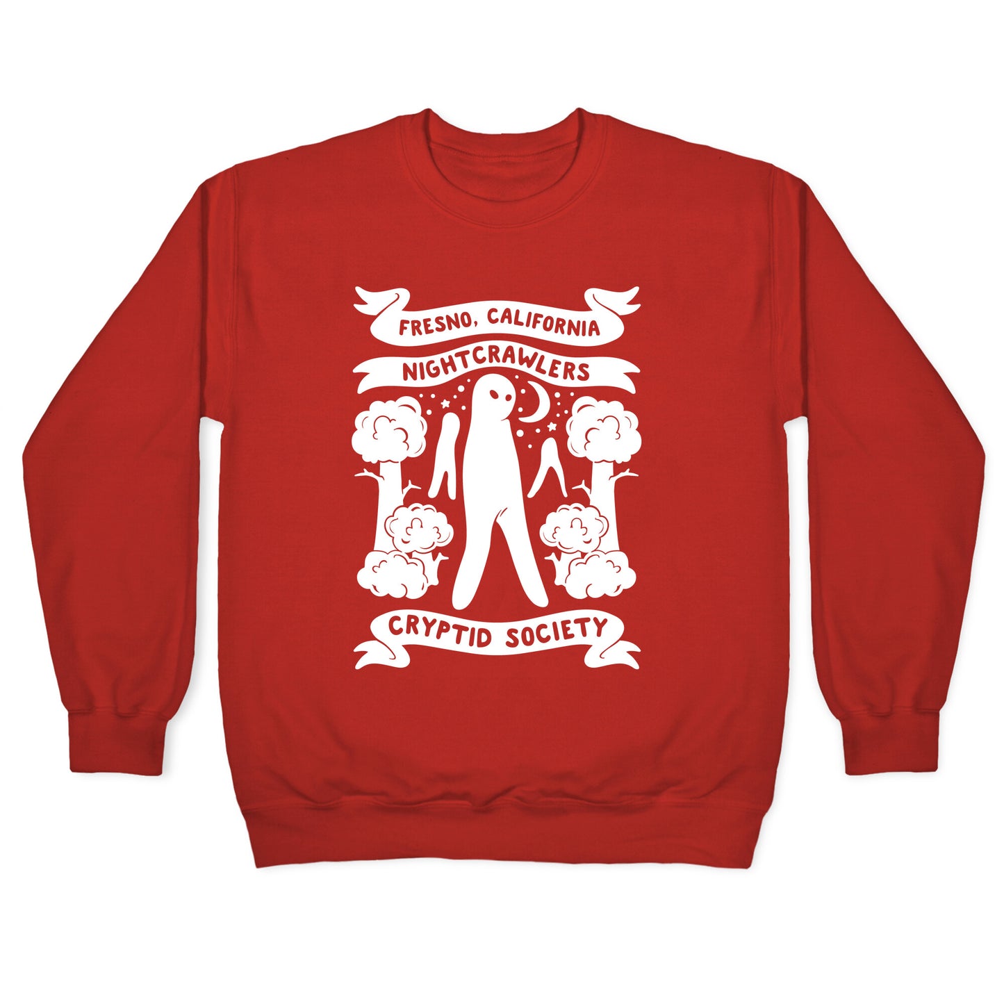 Fresno Nightcrawlers Cryptid Society White Print Crewneck Sweatshirt