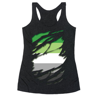 Ripped Shirt: Aromantic Pride Racerback Tank