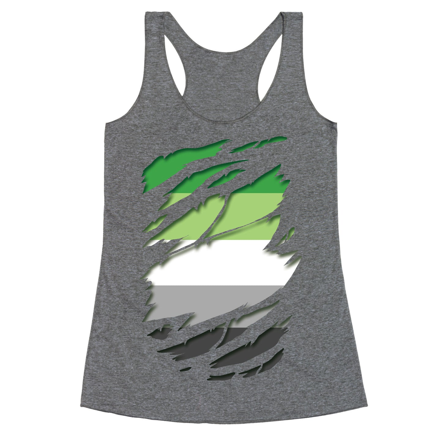 Ripped Shirt: Aromantic Pride Racerback Tank