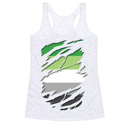 Ripped Shirt: Aromantic Pride Racerback Tank