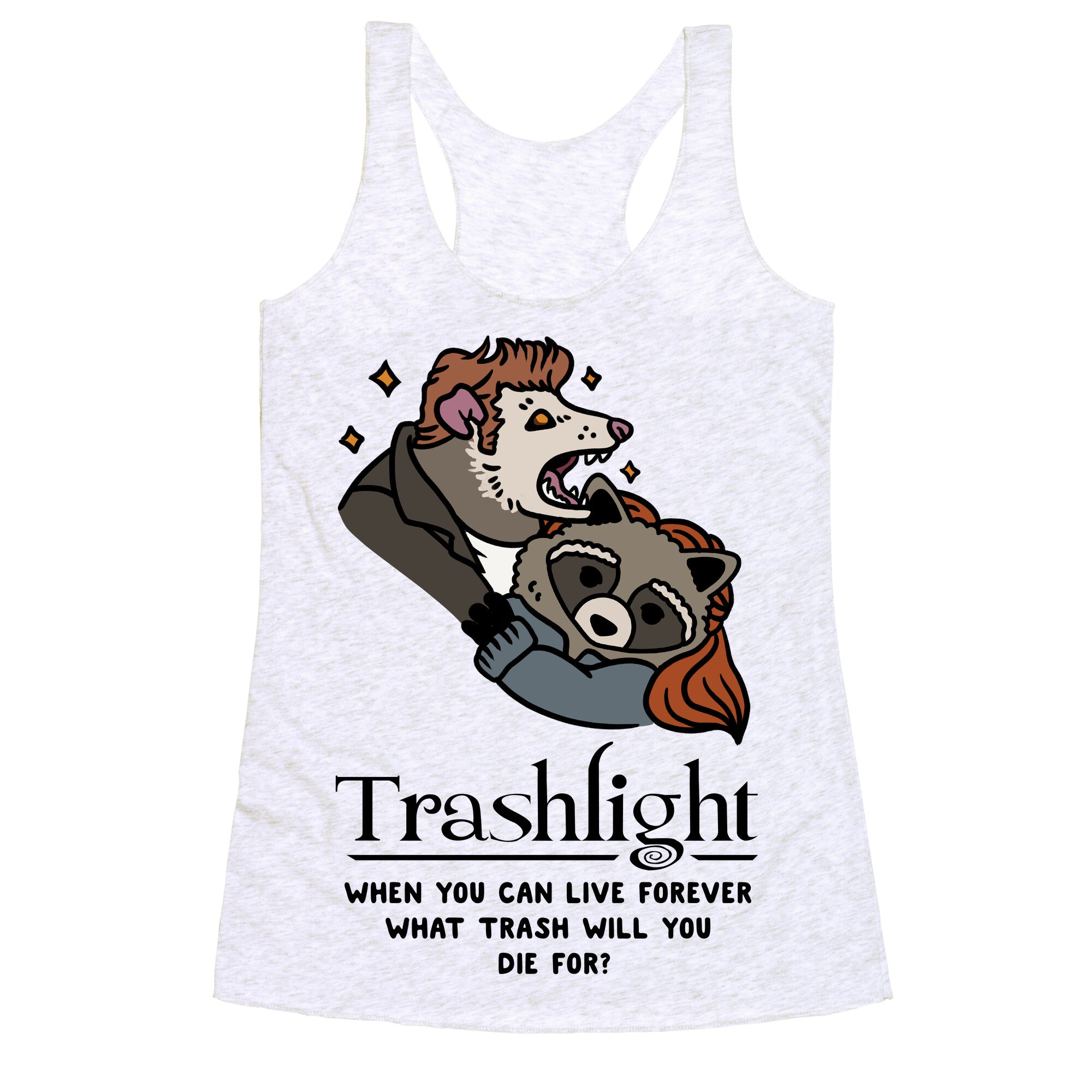 Trashlight Raccoon Opossum Parody Racerback Tank