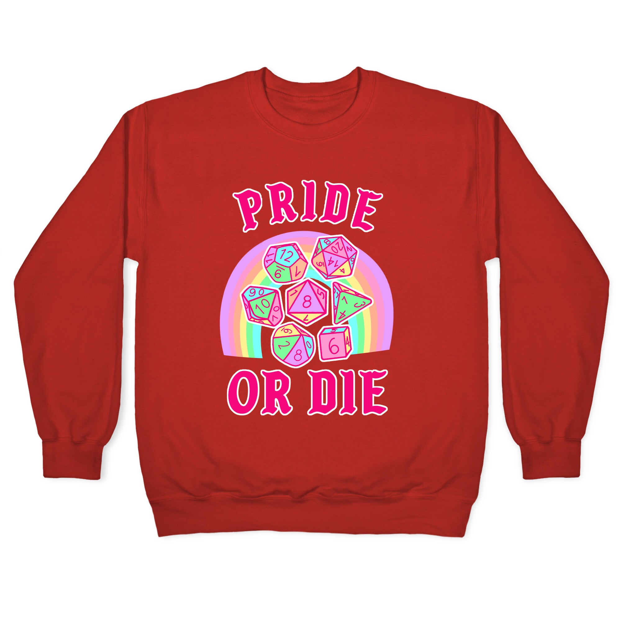 "Pride or Die" DnD Dice Pastel Crewneck Sweatshirt