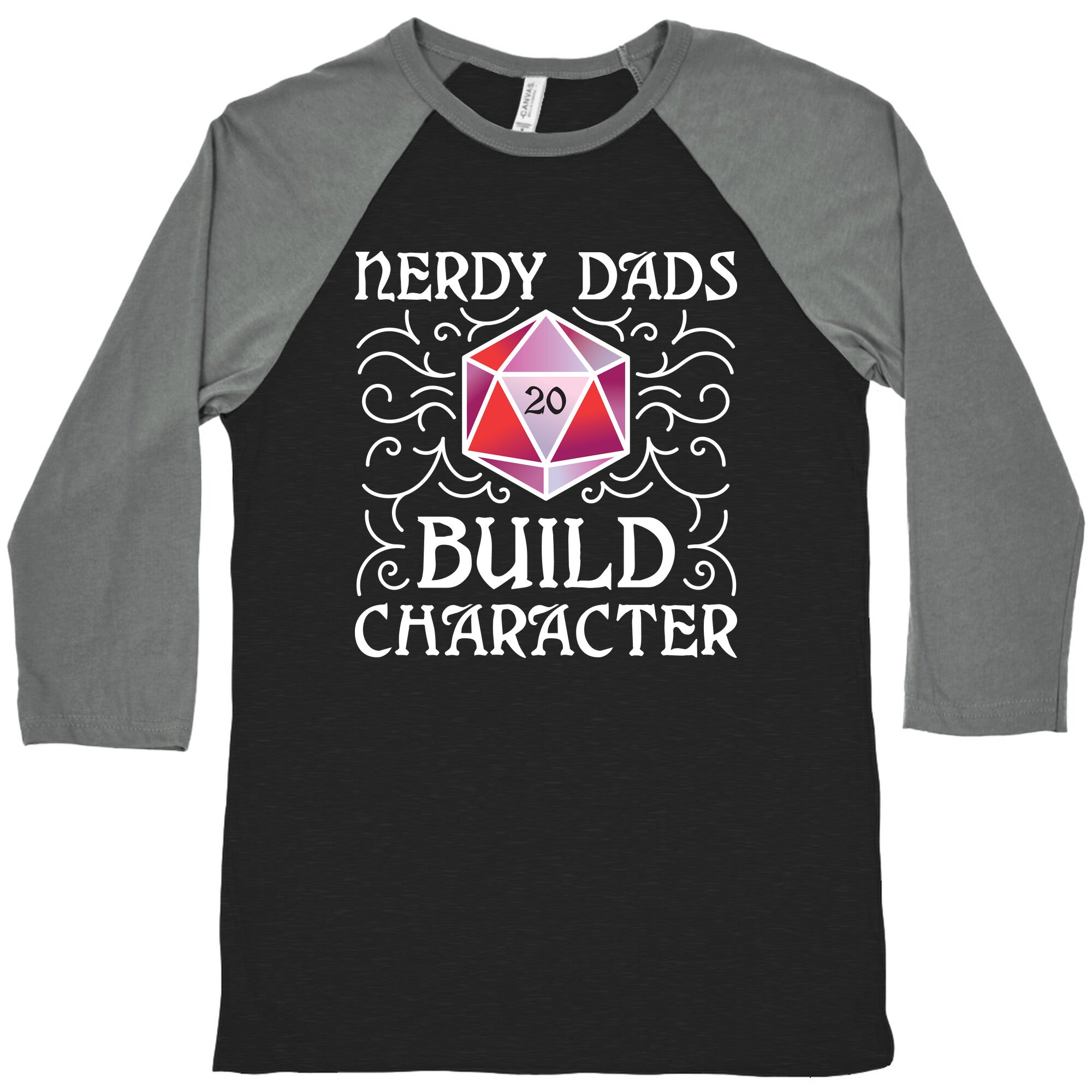 Nerdy Dads Build Character Baseball Tee