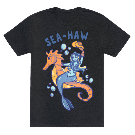 Sea-Haw Cowgirl Mermaid Unisex Triblend Tee