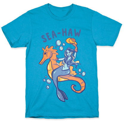 Sea-Haw Cowgirl Mermaid Unisex Triblend Tee
