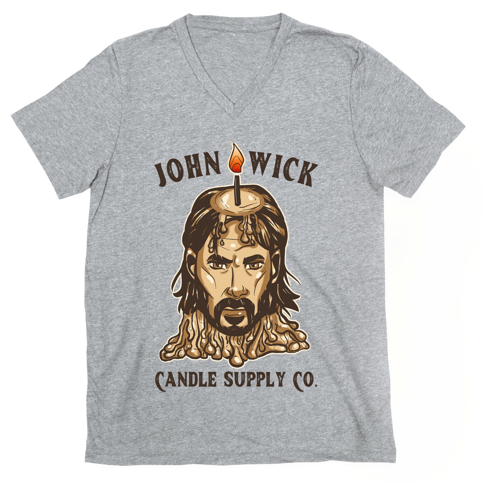 John Wick Candle Supply Co. Gray V-Neck