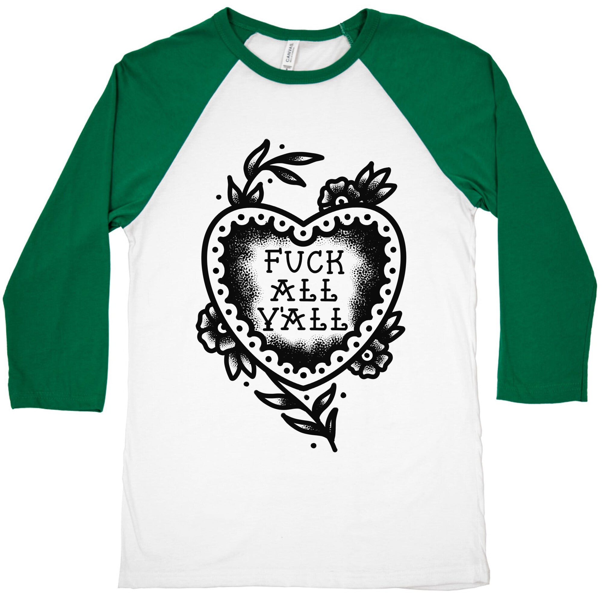 Fuck All Y'all Old School Tattoo Baseball Tee