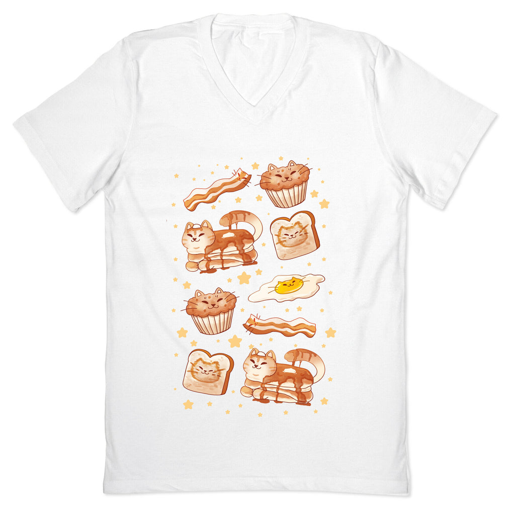 Breakfast Cats V-Neck