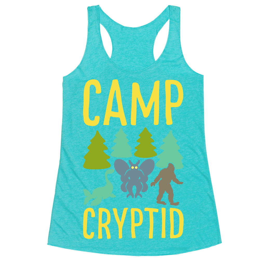 Camp Cryptid White Print Racerback Tank