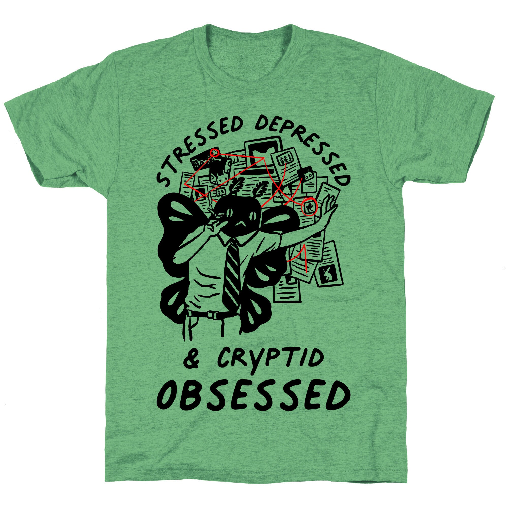 Stressed Depressed and Cryptid Obsessed  Unisex Triblend Tee