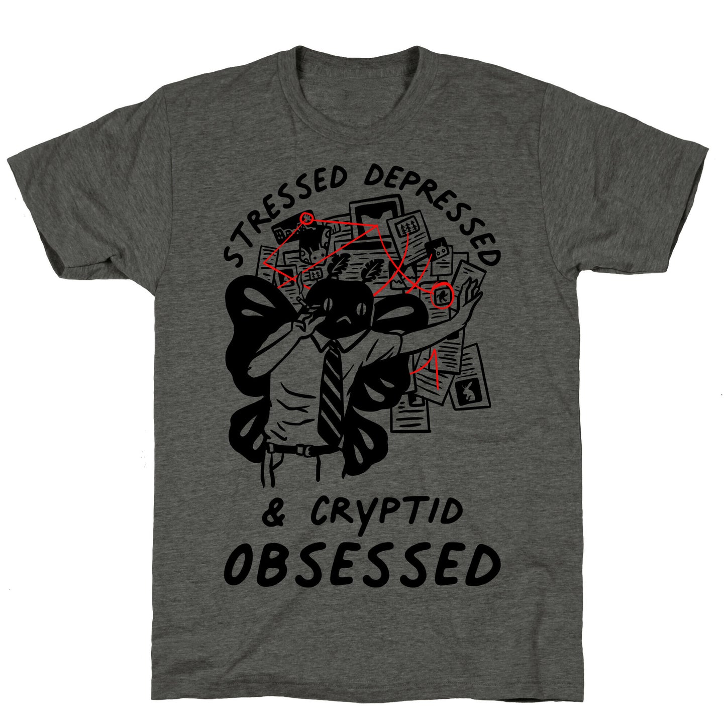 Stressed Depressed and Cryptid Obsessed  Unisex Triblend Tee