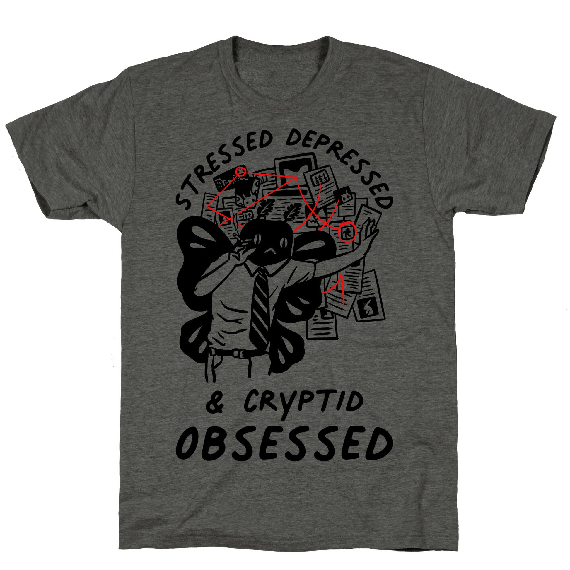 Stressed Depressed and Cryptid Obsessed  Unisex Triblend Tee