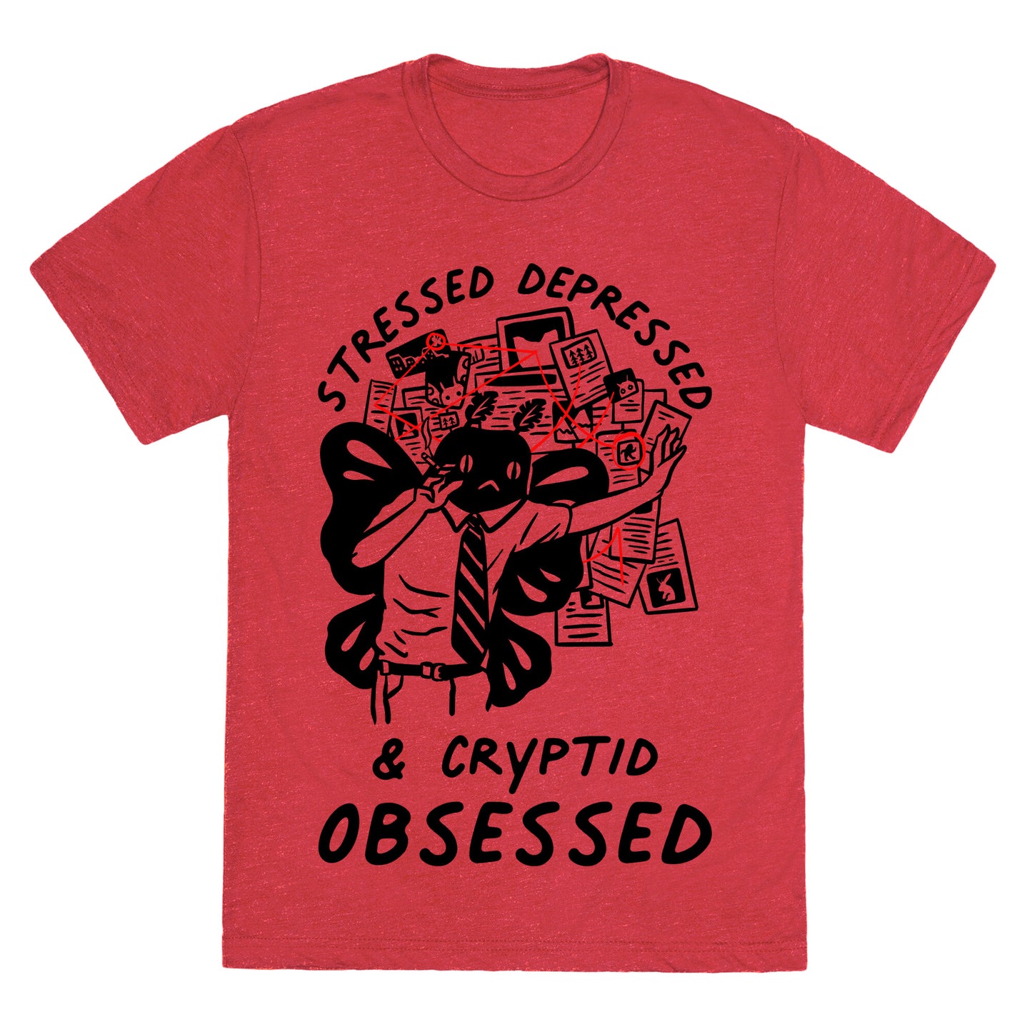 Stressed Depressed and Cryptid Obsessed  Unisex Triblend Tee