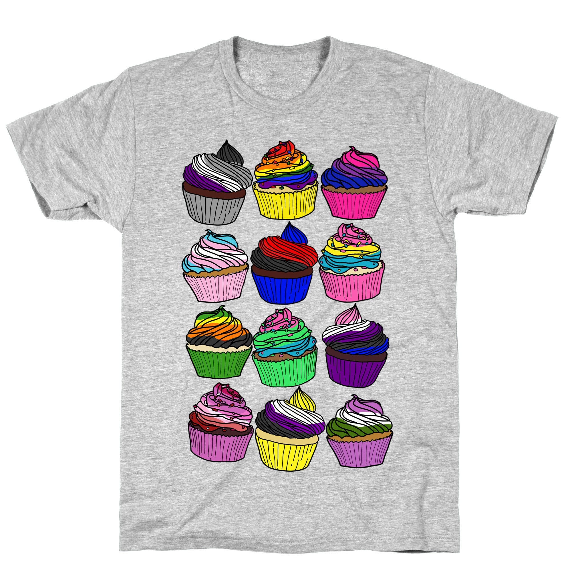 LGBTQ+ Cartoon Cupcakes T-Shirt
