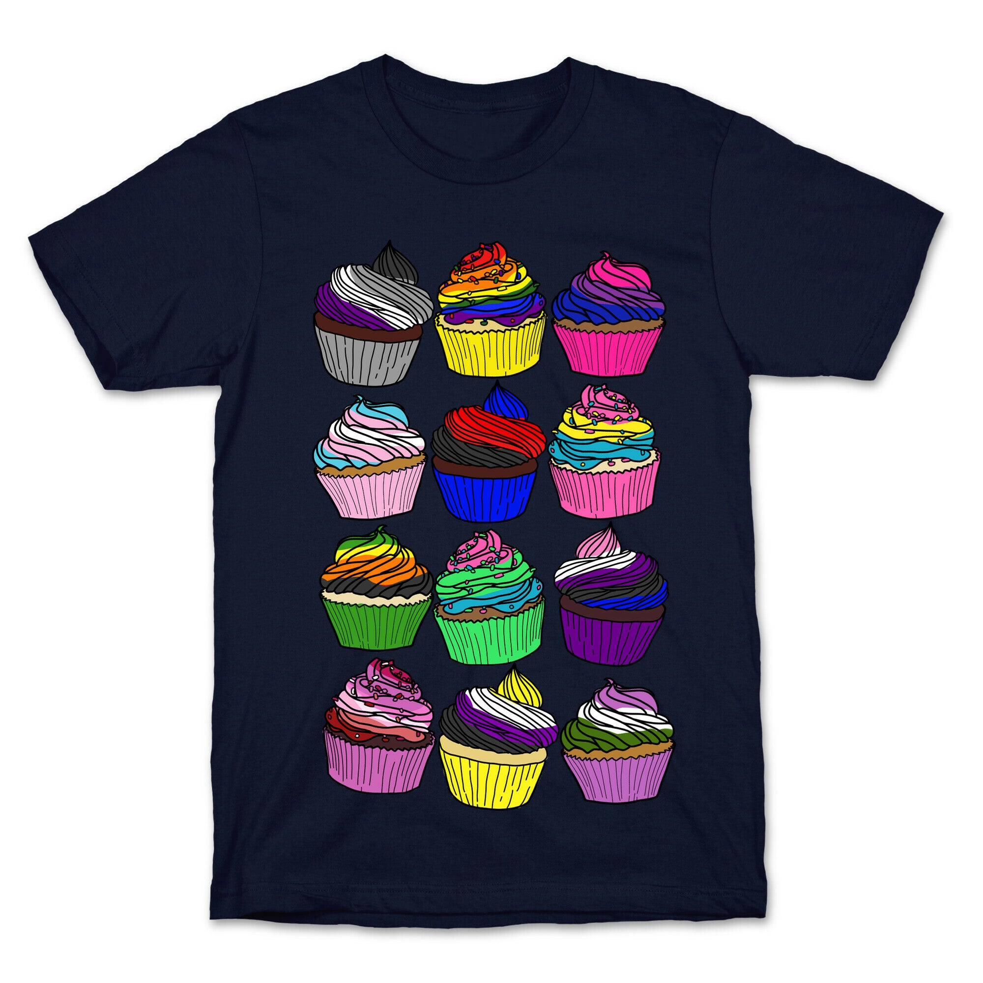 LGBTQ+ Cartoon Cupcakes T-Shirt