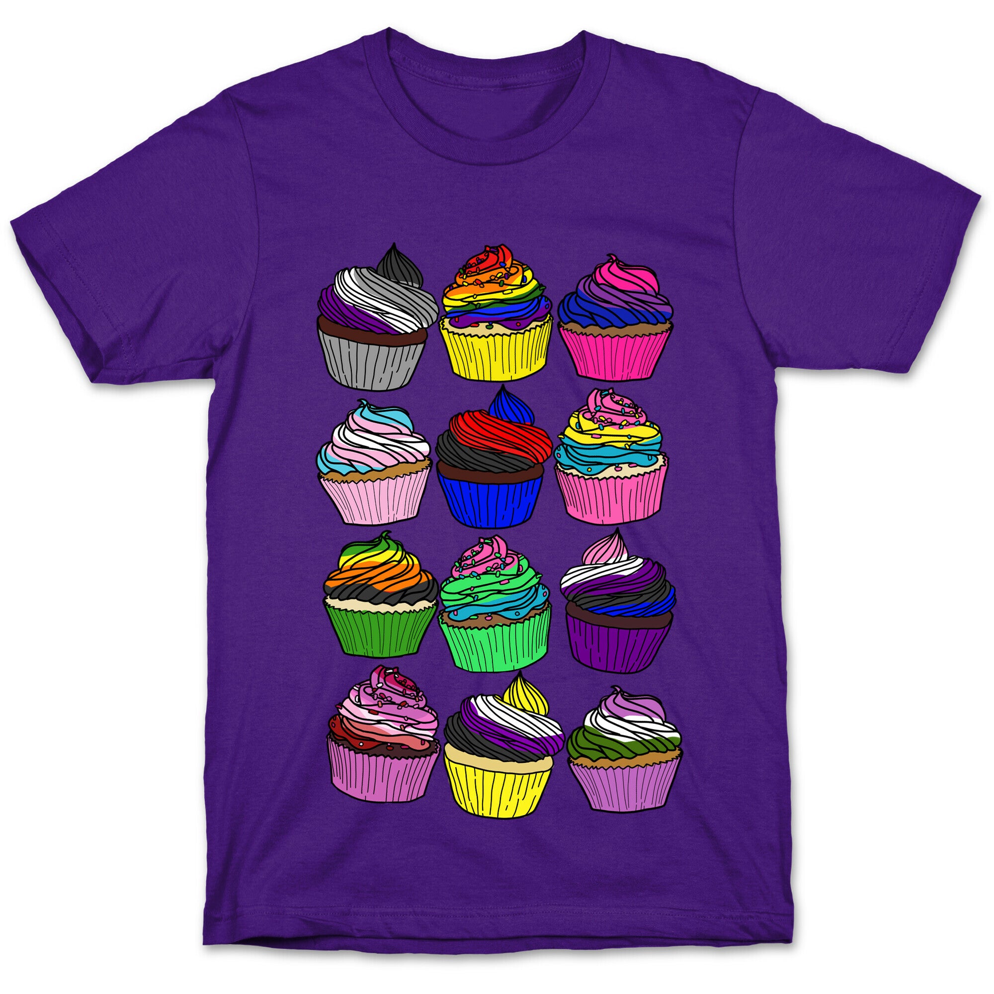 LGBTQ+ Cartoon Cupcakes T-Shirt