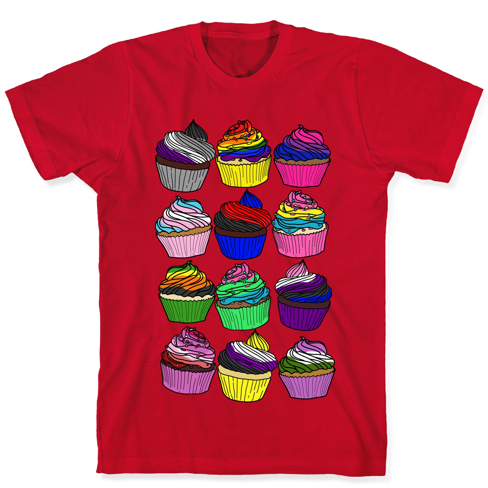 LGBTQ+ Cartoon Cupcakes T-Shirt