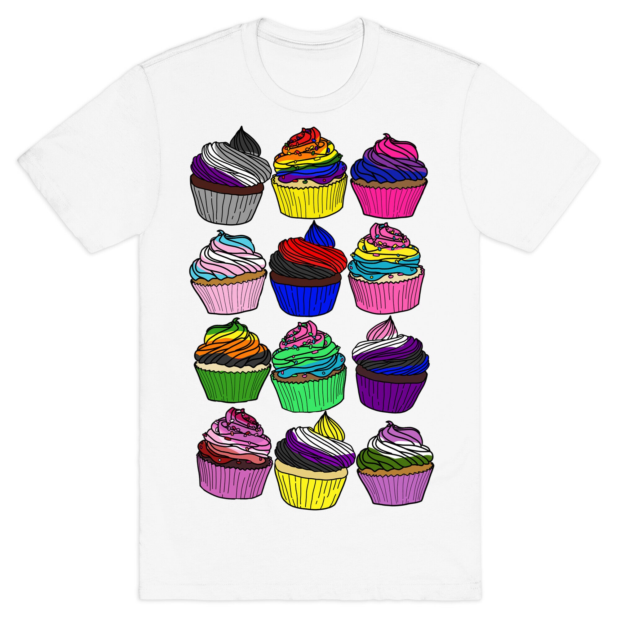LGBTQ+ Cartoon Cupcakes T-Shirt