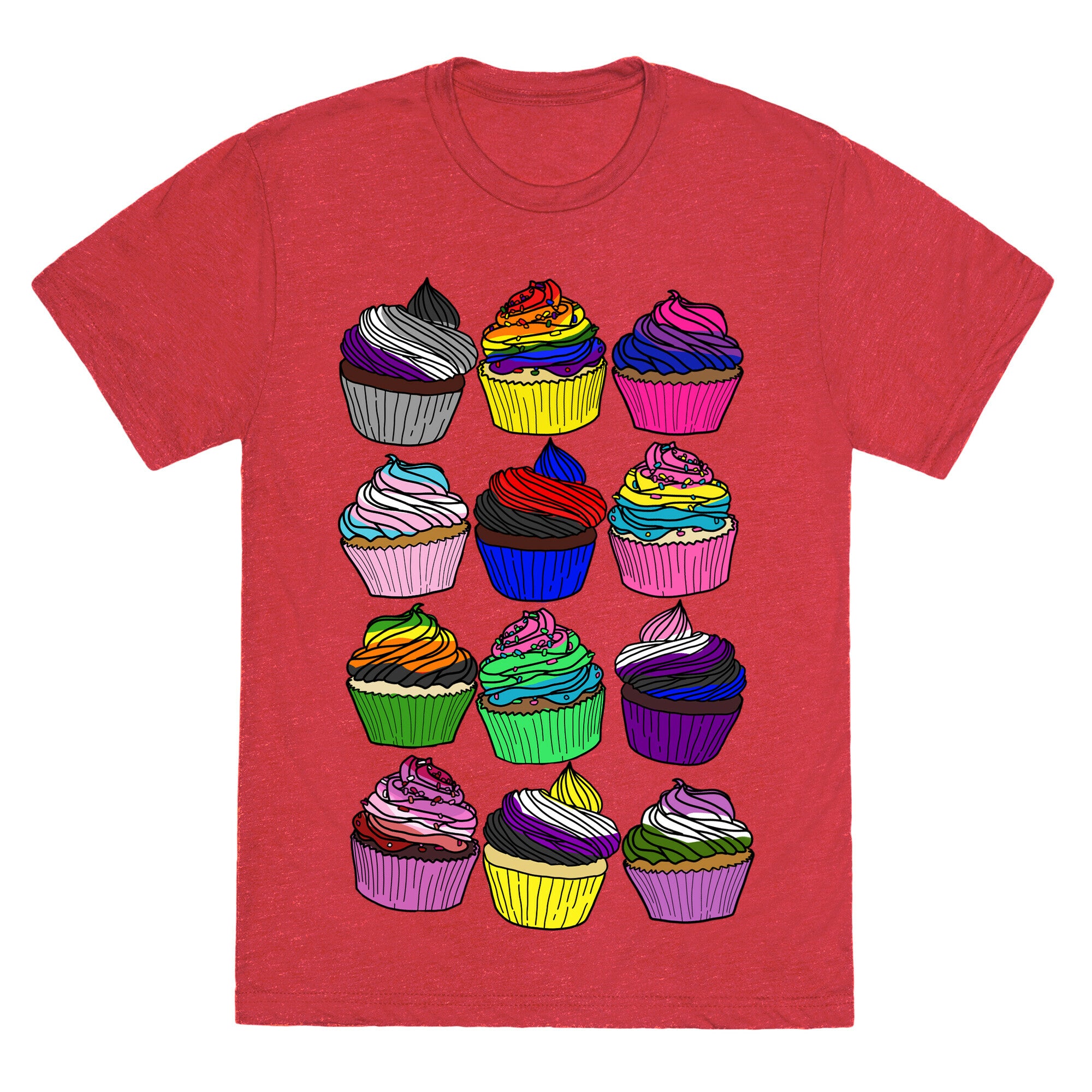LGBTQ+ Cartoon Cupcakes Unisex Triblend Tee
