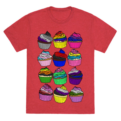 LGBTQ+ Cartoon Cupcakes Unisex Triblend Tee