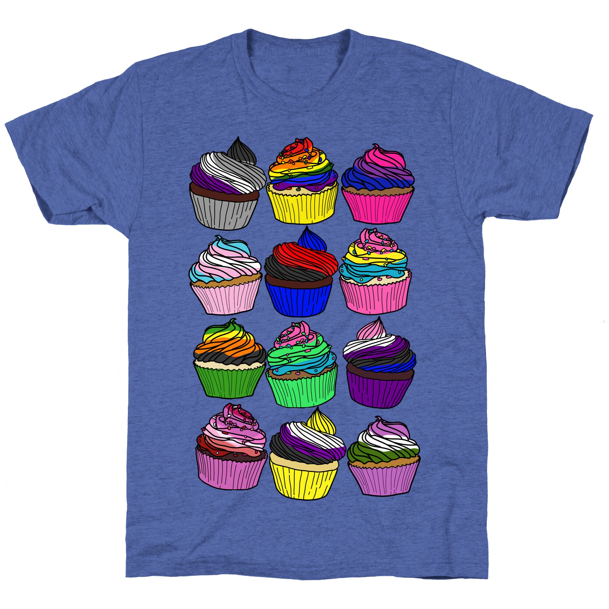 LGBTQ+ Cartoon Cupcakes Unisex Triblend Tee