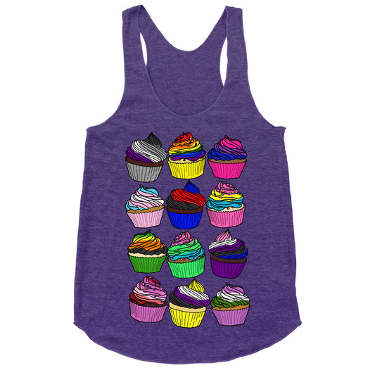 LGBTQ+ Cartoon Cupcakes Racerback Tank