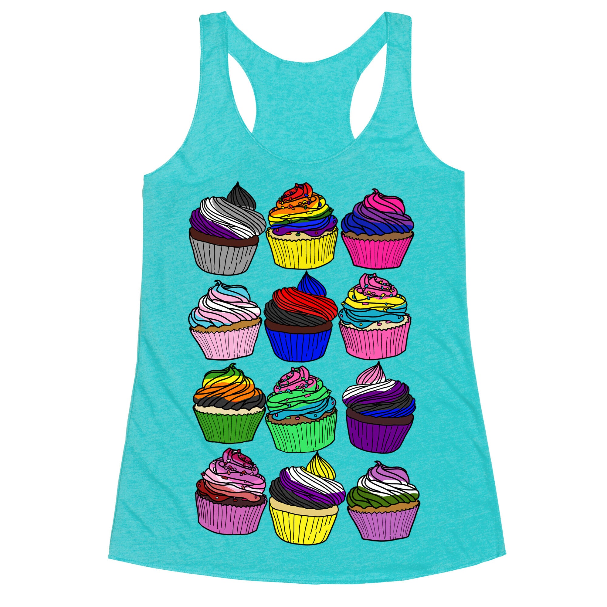 LGBTQ+ Cartoon Cupcakes Racerback Tank