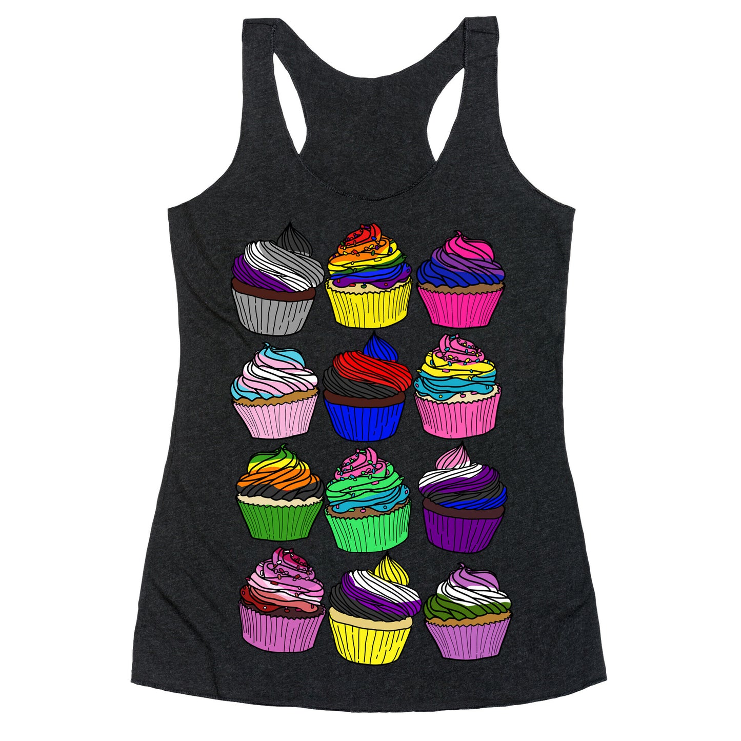 LGBTQ+ Cartoon Cupcakes Racerback Tank