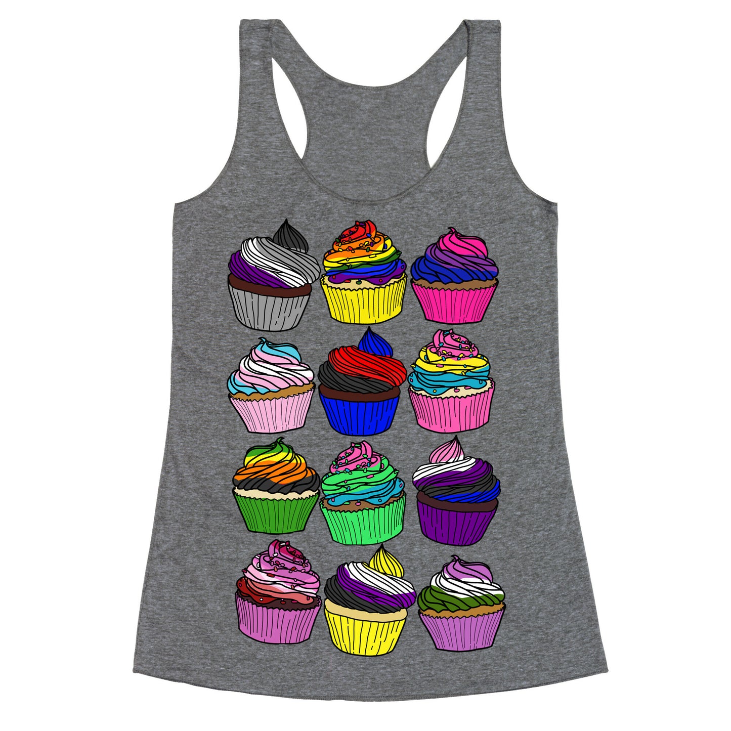 LGBTQ+ Cartoon Cupcakes Racerback Tank