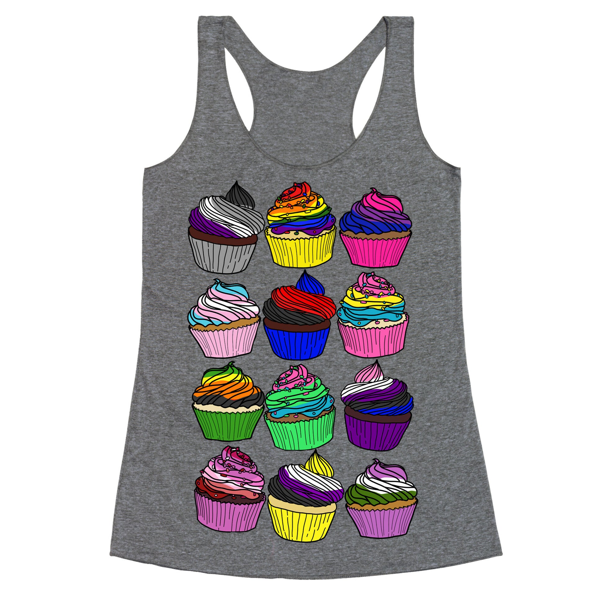 LGBTQ+ Cartoon Cupcakes Racerback Tank
