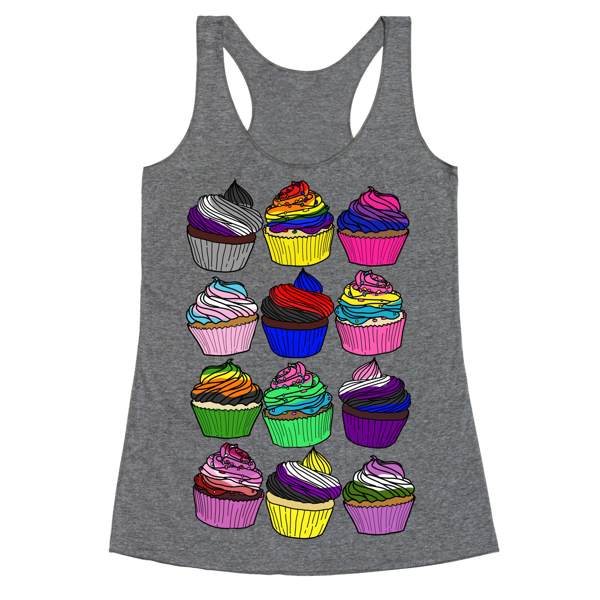 LGBTQ+ Cartoon Cupcakes Racerback Tank