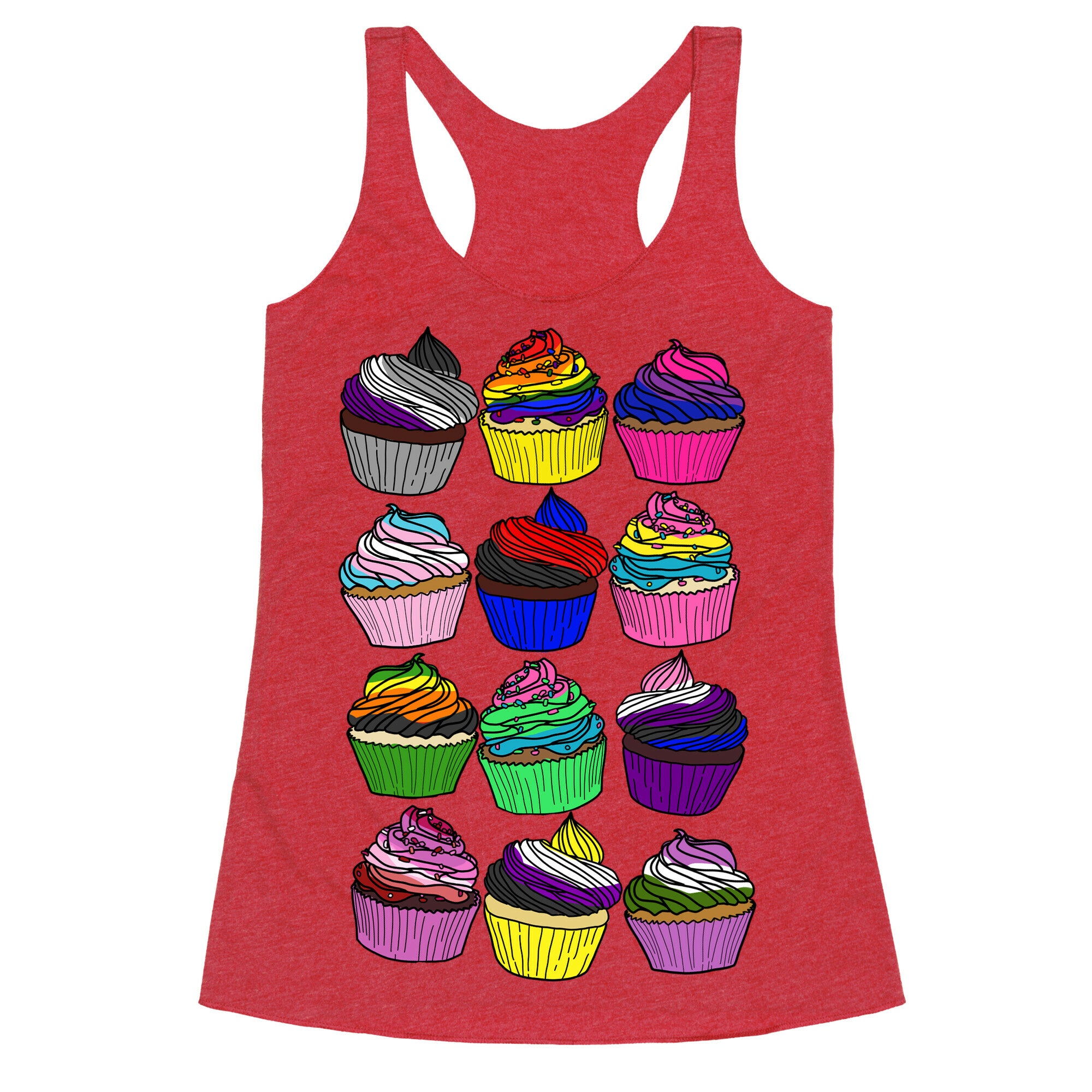 LGBTQ+ Cartoon Cupcakes Racerback Tank