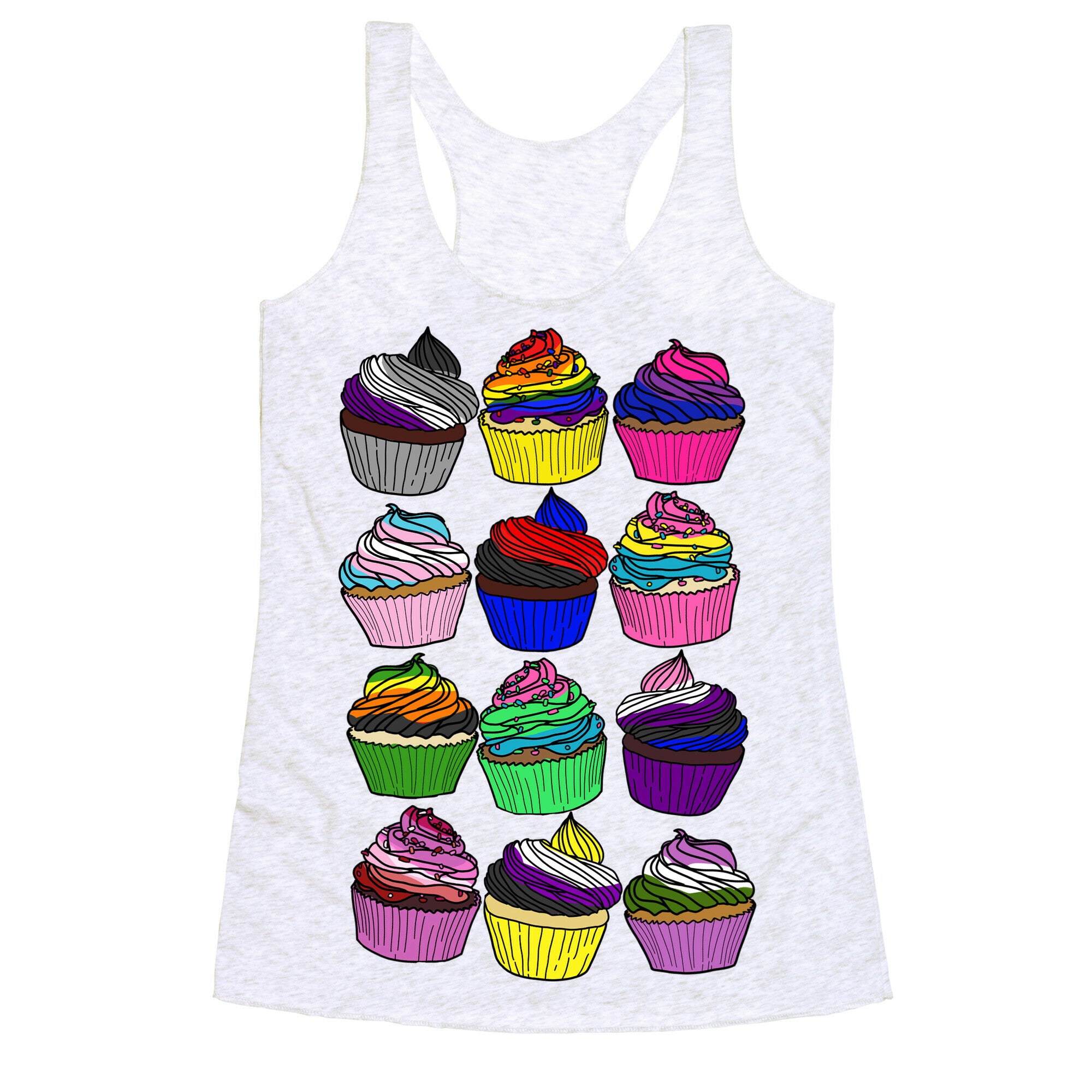 LGBTQ+ Cartoon Cupcakes Racerback Tank