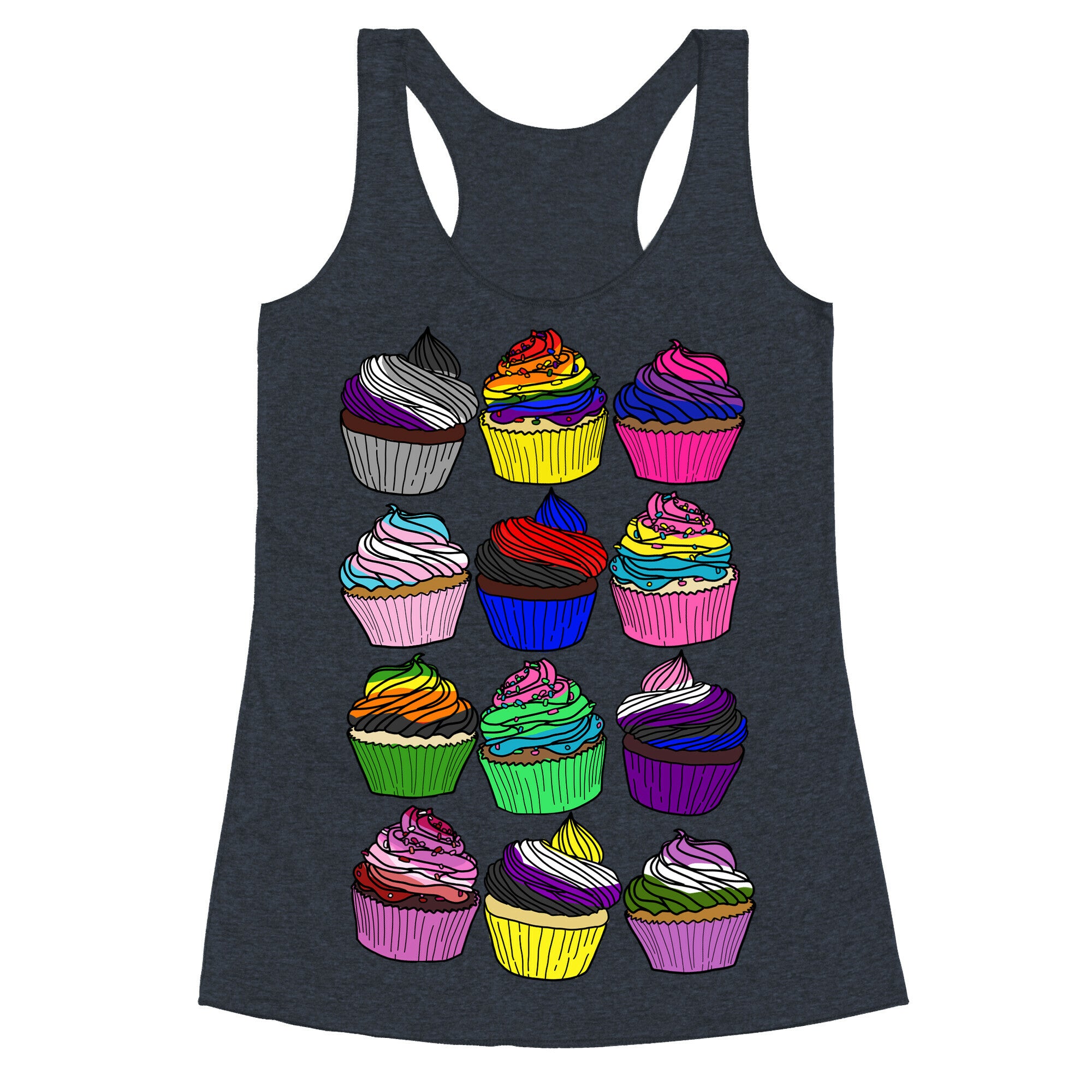 LGBTQ+ Cartoon Cupcakes Racerback Tank