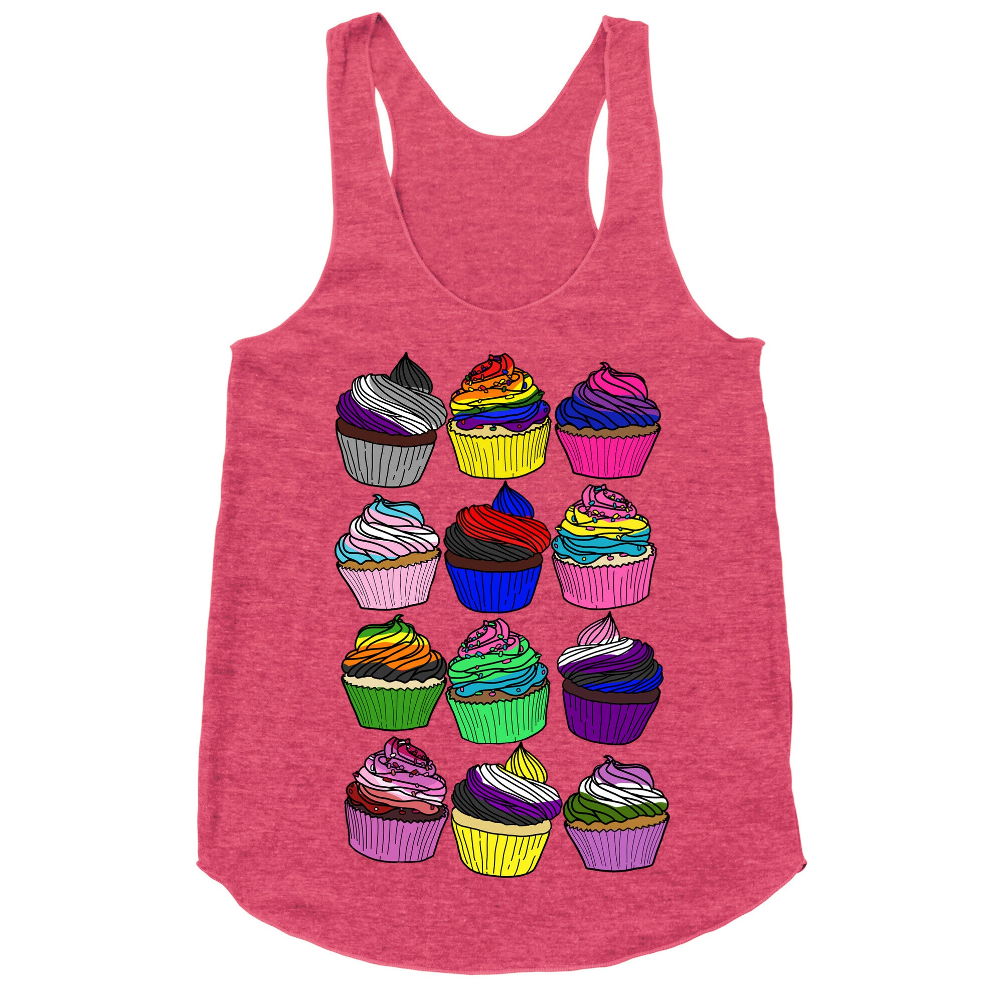 LGBTQ+ Cartoon Cupcakes Racerback Tank