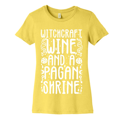 Witchcraft, Wine, and a Pagan Shrine Women's Cotton Tee